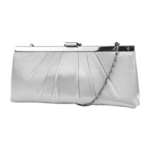 Gunne Sax by Jessica McClintock Silver Pleated Clutch Evening Bag